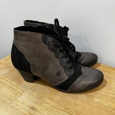 Women's Remonte Cheyenne 89 booties lace up heel size 38 zipper sides Gray