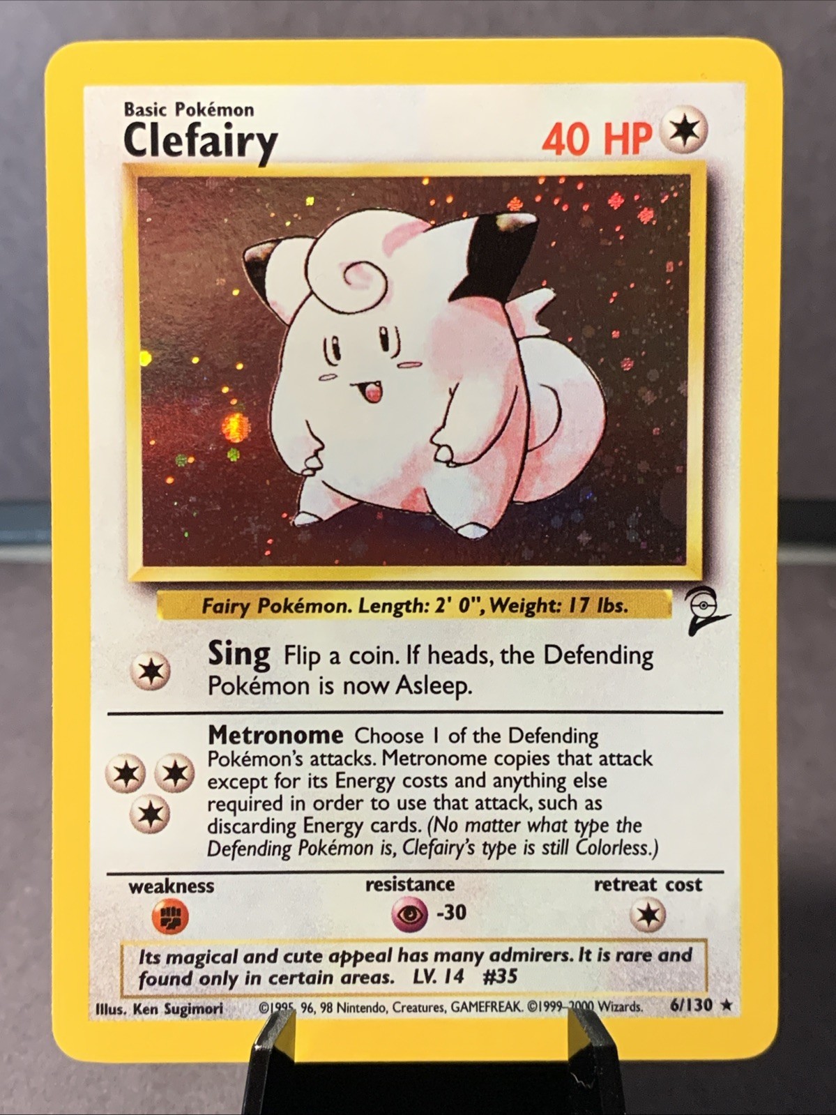 Pokemon TCG Clefairy 5/102 Base Set 2 Unlimited Holo Rare VTG WOTC 1999 NM
