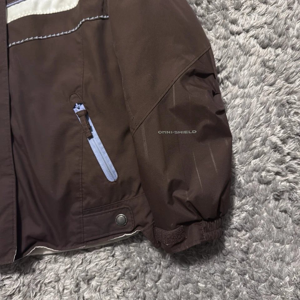 Chaqueta Columbia Juvenil Talla 7/8 Cremallera Forrada de Vellón Aislada Marrón De Colección Nylon Foto 2 de 4