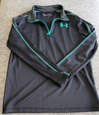 Under Armour Youth XL Black Teal 1/4 Zip Heat Gear Pullover