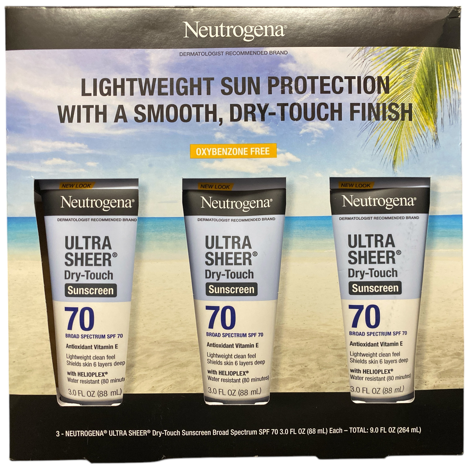 Солнцезащитный лосьон Neutrogena Ultra Sheer для сухой кожи SPF 70 3 унции 3pk 7190₽