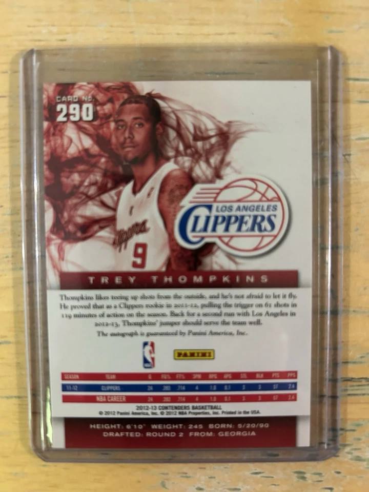 2012-13 Panini Contenders - Rookie Trey Thompkins #290 (AU, RC) - Image 2 of 2