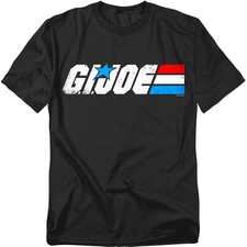 G.I. Joe Name Logo Distressed Logo Image Black T-Shirt NEW UNWORN