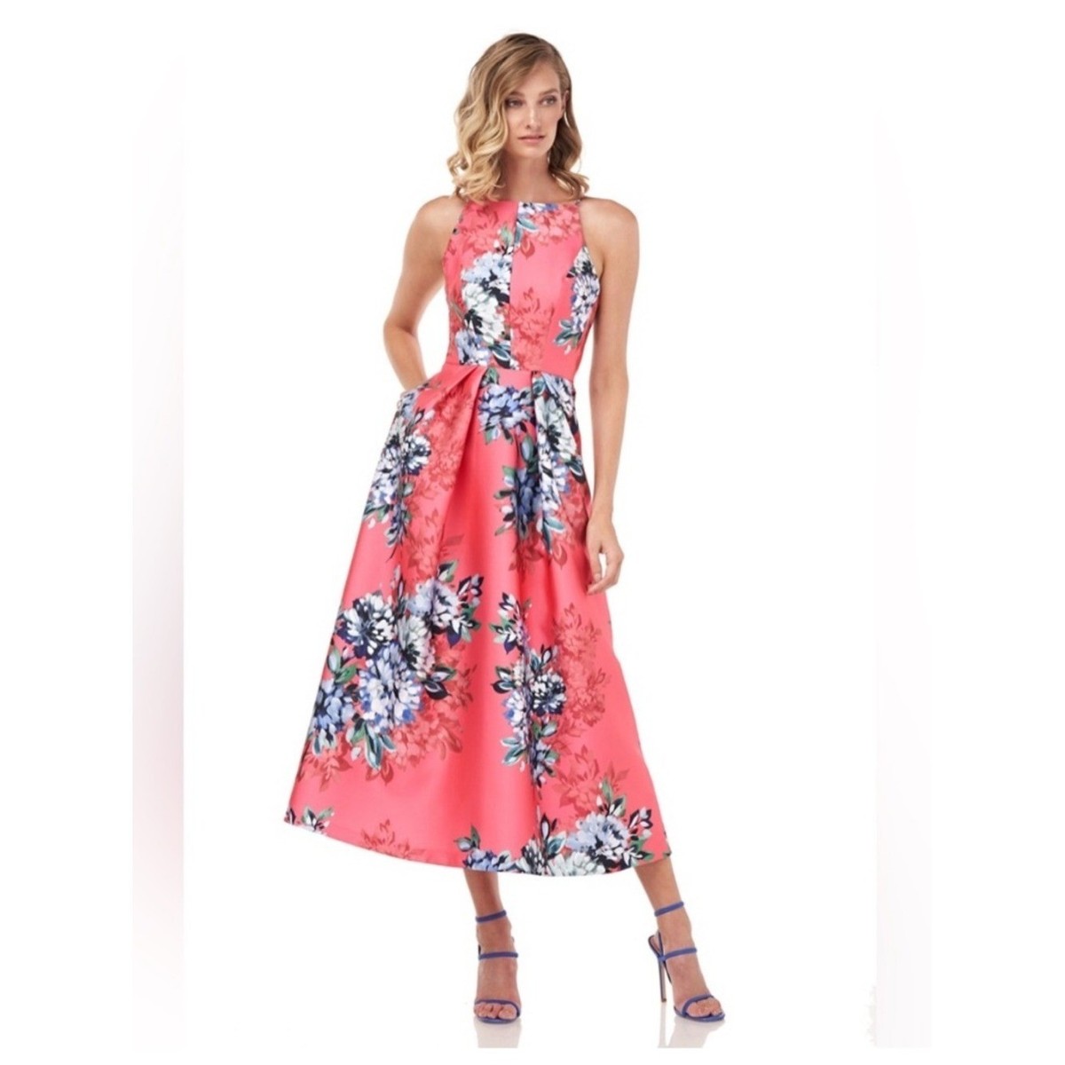 kay unger halter dress Kay Unger New York Madeline Floral Mikado Halter Dress Floral Pink Women Sz  14