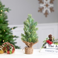 Northlight 11.75" Frosted Icy Pine Tree in Burlap Base Christmas Decoration