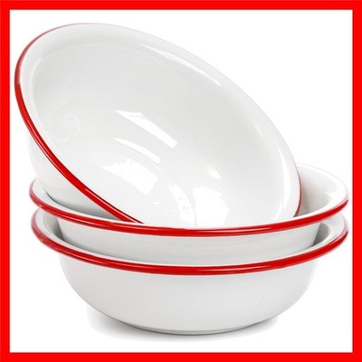 3 Pack 8 Inch Enamel Bowl, 34 Oz Large Enamel Mixing Bowl Reusable Enamel Sal...
