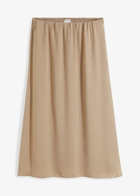 Neu Rock aus Satin Gr. 42 Schilfbeige Damen-Skirt Midirock