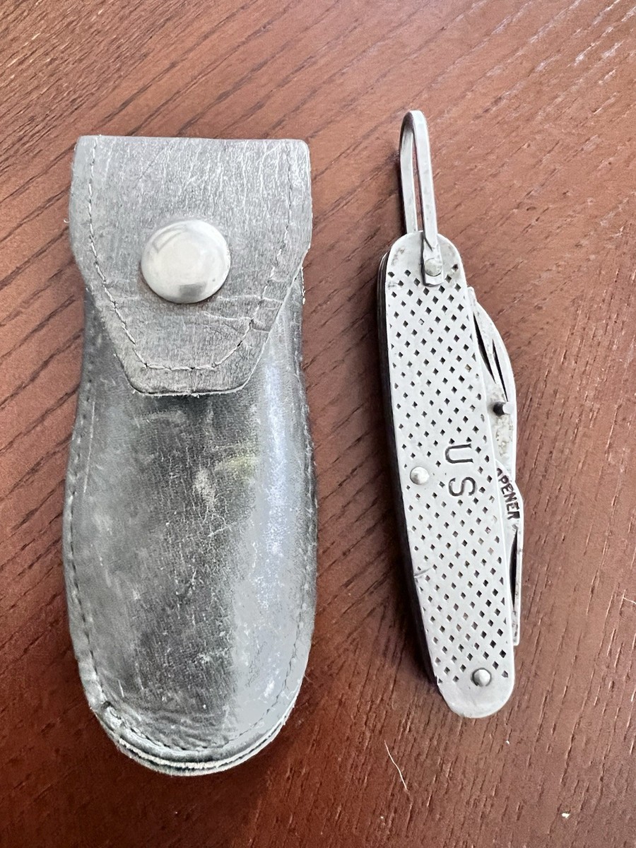 Vintage Knife & Sheath 1965 CAMILLUS US Military 4-blade Folding