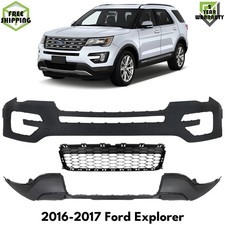 Front Bumper Cover Primed & Bumper Grille Kit For 2016-2017 Ford Explorer