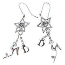 Dior Star Pump Motif Earrings Silver Stone Used d88a747be7540e475289ca657d7182b9