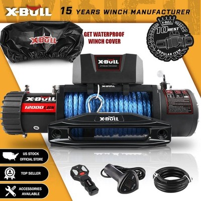 X-BULL 12K Winch 12000LBS Winch 12V Synthetic Rope Towing Trailer Truck 4X4 4WD