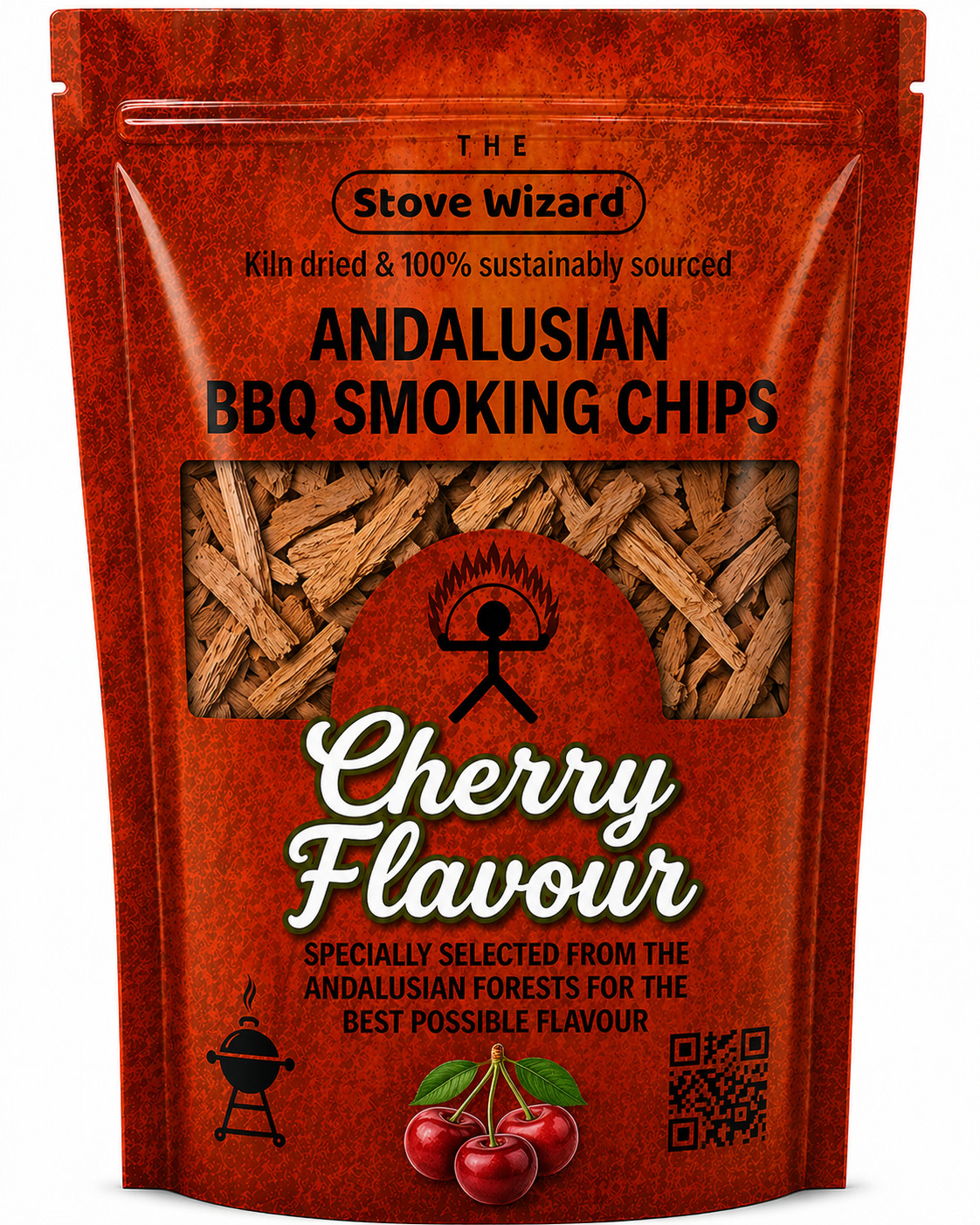 BBQ Smoking Wood Chips Cherry Premium Smoker Fuel Natural 850g 3.4L