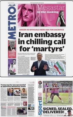Trump Angriff Iran Märtyrer Joshua Fury O Sullivan Metro Zeitung 28. April 2026