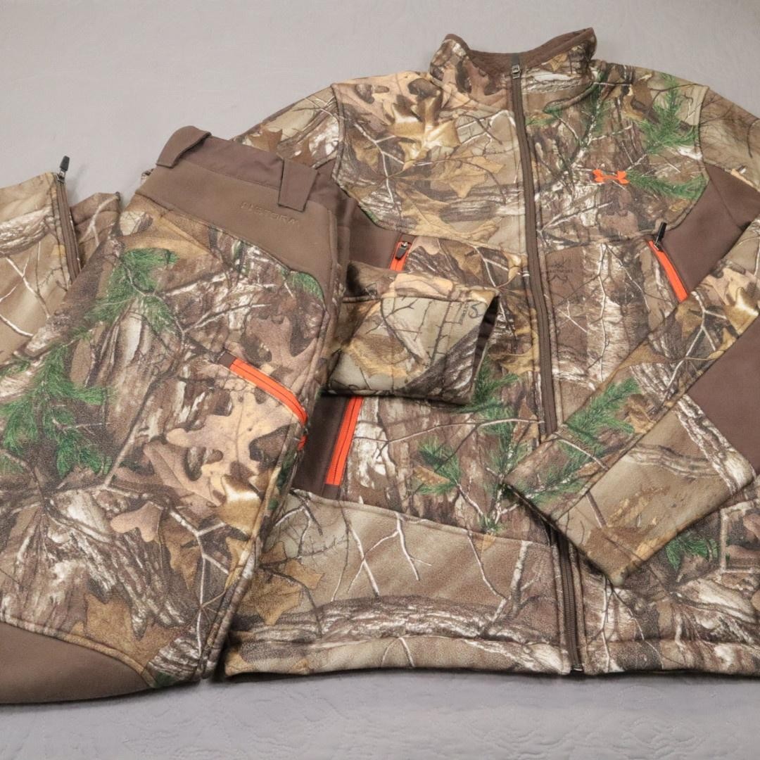 Under Armour UA Storm Jacket Pants Set Mens Large Brown Camo Softshell Hunting