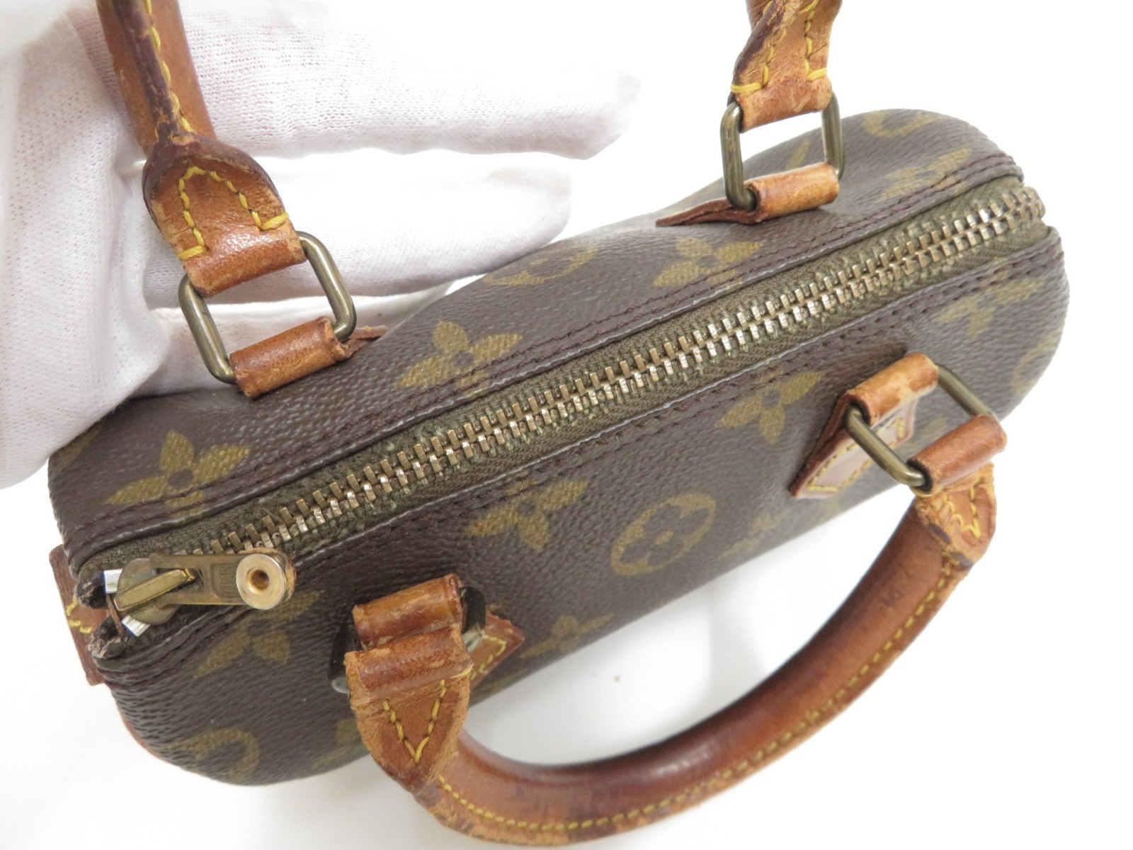 Authentic Louis Vuitton Monogram Mini Speedy Hand Bag F#47717