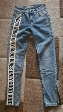 Pantalone jeans donna Mexton taglia 34 blu strass. La cerniera è difettosa.