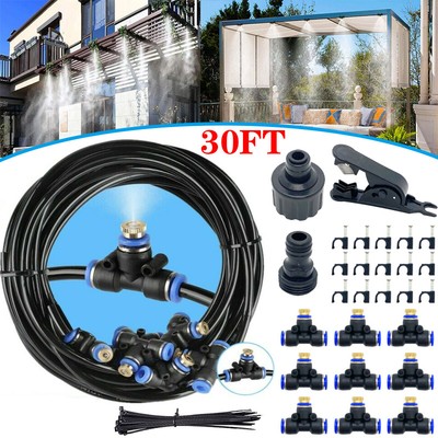 30FT Misting Cooling System Patio Garden Mister Nozzle Irrigation Water Outdoor
