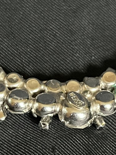 Vintage Weiss Clear Rhinestones Choker Necklace Silver Tone WEISS Jewelry Art - Picture 10 of 11