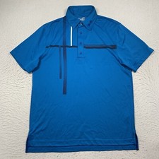 Under Armour Polo Shirt HeatGear Mens Medium Blue Short Sleeve Golf