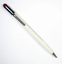 Vintage Mechanical Pencil SCRIPTO White Plastic , Chrome - w/Advertising.