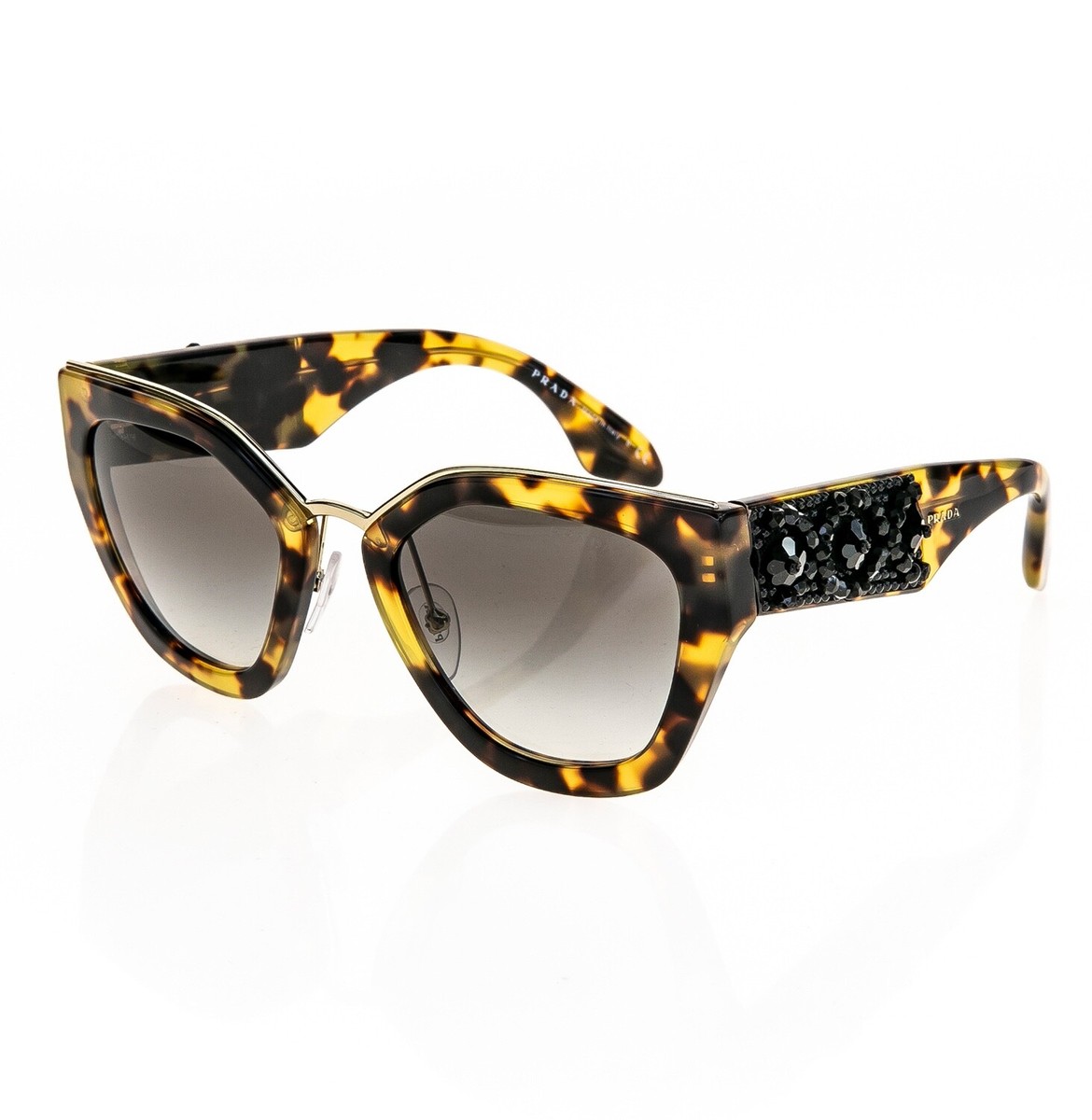 Prada PR 10TS 2AU3D0 Havana Embellished/Sunglasses PRADA Ornate 10t Bead Embellishment Pr10ts Medium Havana  main image 4
