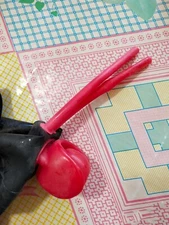 Latex gummi mask full cover micropore eyes 15cm long nose tube red teeth