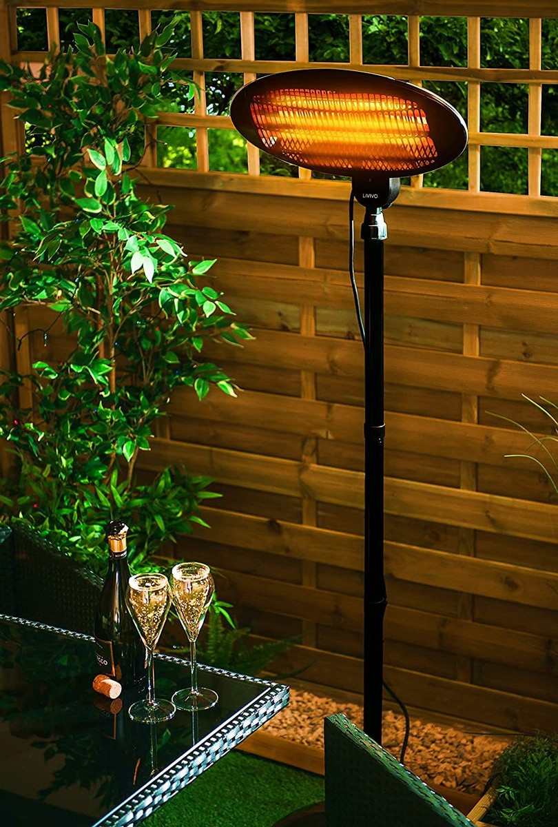 2KW Electric Patio Heater Free Standing Quartz Warmer Garden