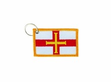Keychain keyring embroidered embroidery patch double sided flag guernsey