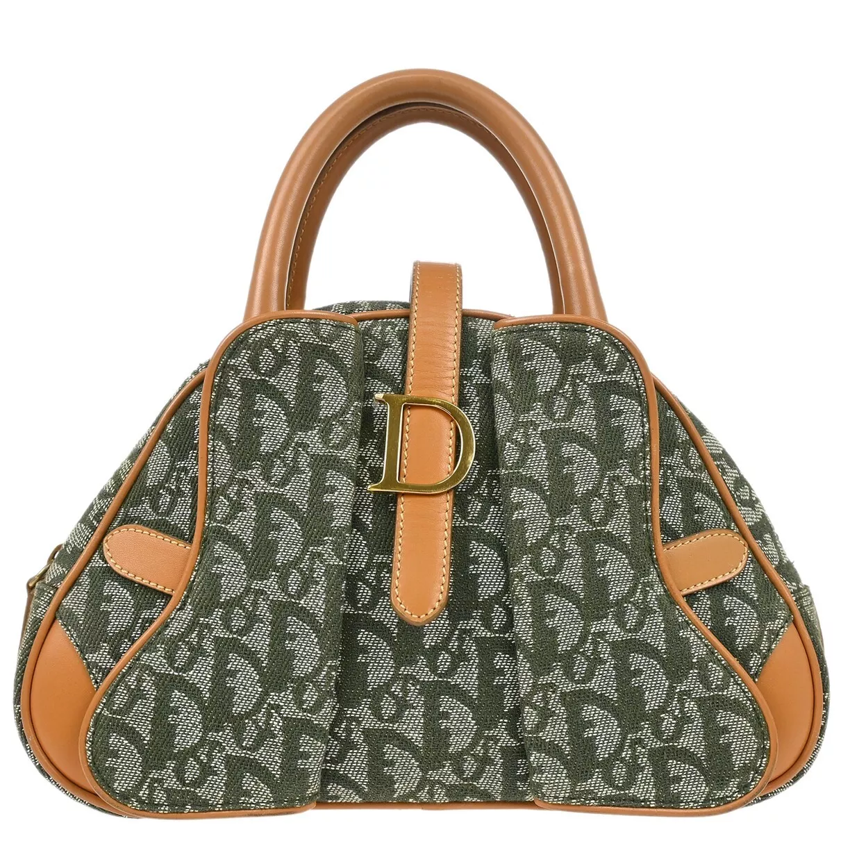 Sac à main trotteur Christian Dior vert double selle PZ0701 184687