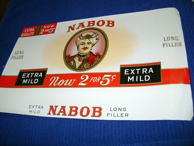 NABOB-VINTAGE INNER CIGAR BOX -EMBOSSED LABEL 