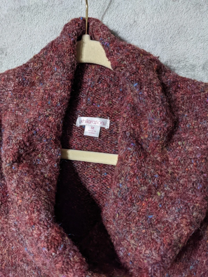 Suéter Pullover XHILARATION M (8-10) Mujer Manga Gorra Capucha Cuello Otoño Borgoña Foto 3 de 4