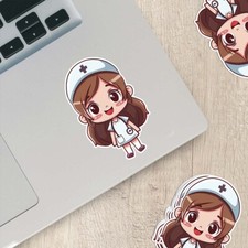 Cute Nurse Sticker Weatherproof Vinyl for Water Bottles, Laptops More