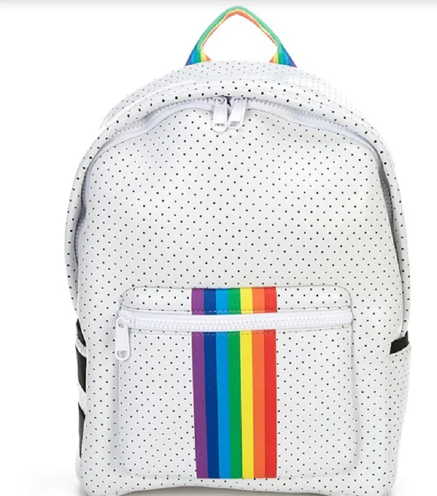 Parker Hyde Rainbow Stripe Neoprene Backpack White NWT