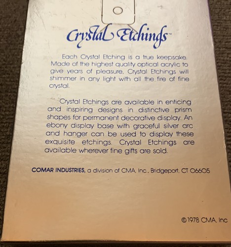 Crystal Etchings Comar Crystal Christmas Ornament Boy Checking Stocking 1977 Vtg - Picture 8 of 8