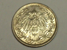 Silver 1914-A Germany Empire 1/2 Mark  KM#17    AU     SN6784