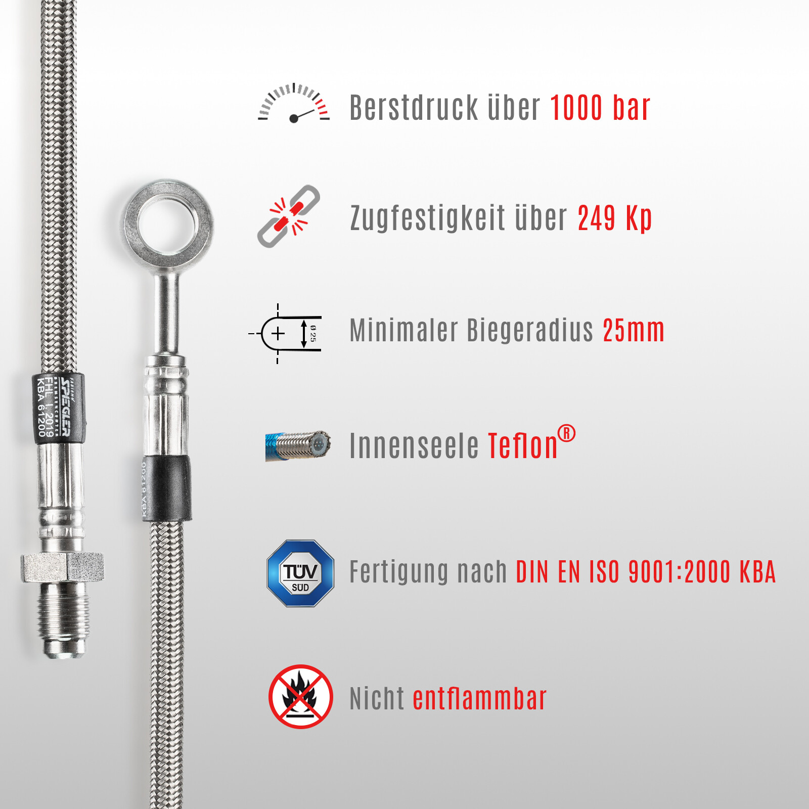 Stahlflex Bremsschlauch 40cm - Universal Für Roller & Motorrad