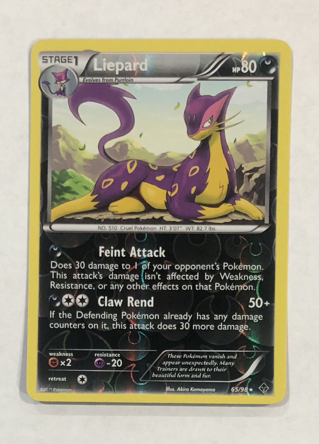 Pokémon LIEPARD Card 65/98 Reverse Holo Rare Emerging Powers NM Unlimited