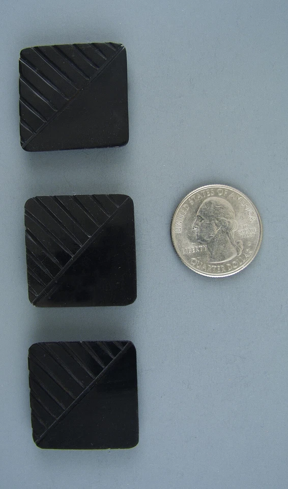 RUSTIC BLACK CARVED HORN BUTTON SET OF 3 - Image 2 of 2