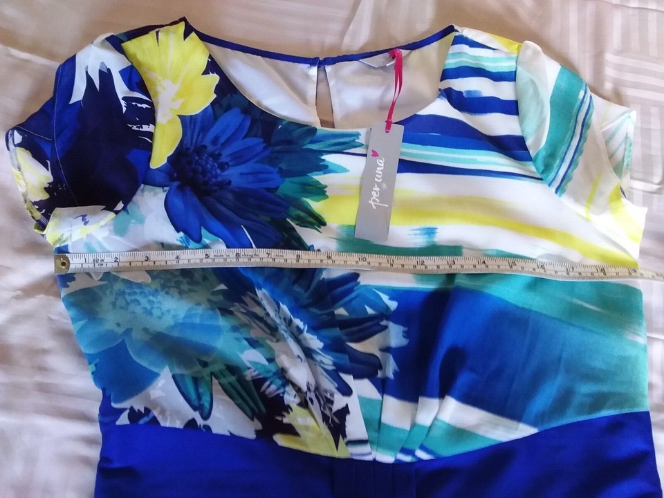 M and S Per Una dress, size14 ,blue, greeñ,yellow and white,BNWT, very