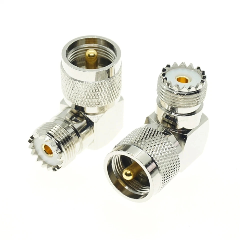1pcs UHF PL-259 Male to SO-239 Female Right Angle 90 Degree Adapter Connector - Image 2 of 2