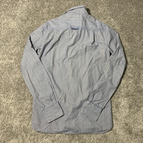 S&D Co Superdry Shirt Shop Blue Pinstripe Men’s Size Medium Button Up LS - Picture 12 of 16