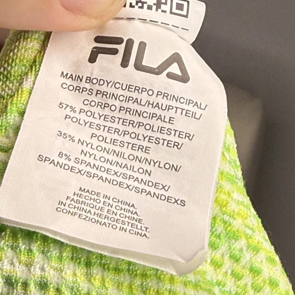 Sujetador deportivo FILA para mujer talla XL verde y amarillo estampado de tinte espacial soporte medio Foto 4 de 4