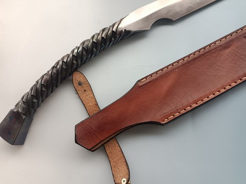 Espada de una pieza de arcilla templada plegada de acero forjada a mano espada de caza Dao - Imagen 11 de 12