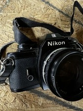 Nikon EM 35mm SLR Camera 50mm f/1.8 Series E Lens Untested Vivitar 2800D Flash