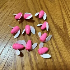 10 VINTAGE WORDEN’S SG6 SPIN N GLO PINK & WHITE Winged Drift Bobber Yakima NOS