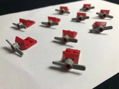 Lego 10 x 2x2 Rotorhalter Platte 3481 3480 Propeller 2-Blatt-Helikopter rot grau