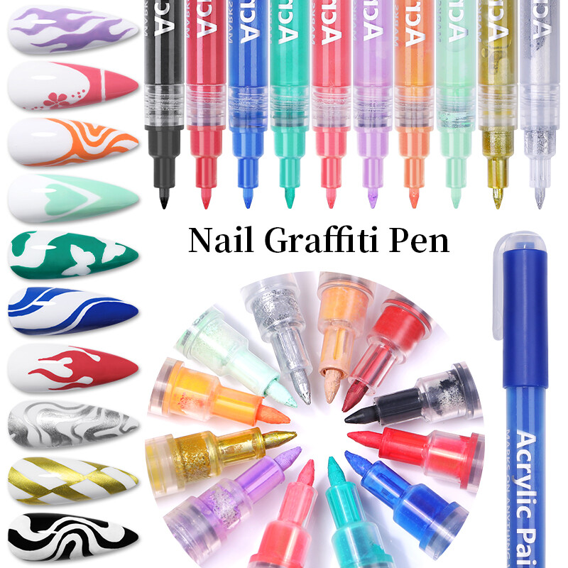 Nail Art Graffiti Pen For 3D Nails Art DIY UV Gel Nail Polish Painting