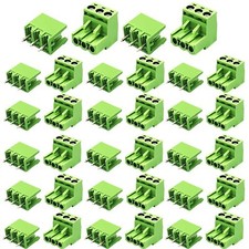 30Pcs 3 Pin 5.08mm PCB Screw Terminal Block with 30 Phoenix Plugs
