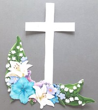 3D White Cross Lillies of the Valley Card Scrapbook Card Embellishment 3578