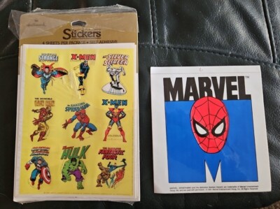 Vintage 1983 Hallmark Marvel Comics Superheroes X-Men Hulk FF 4 Stickers + Bonus